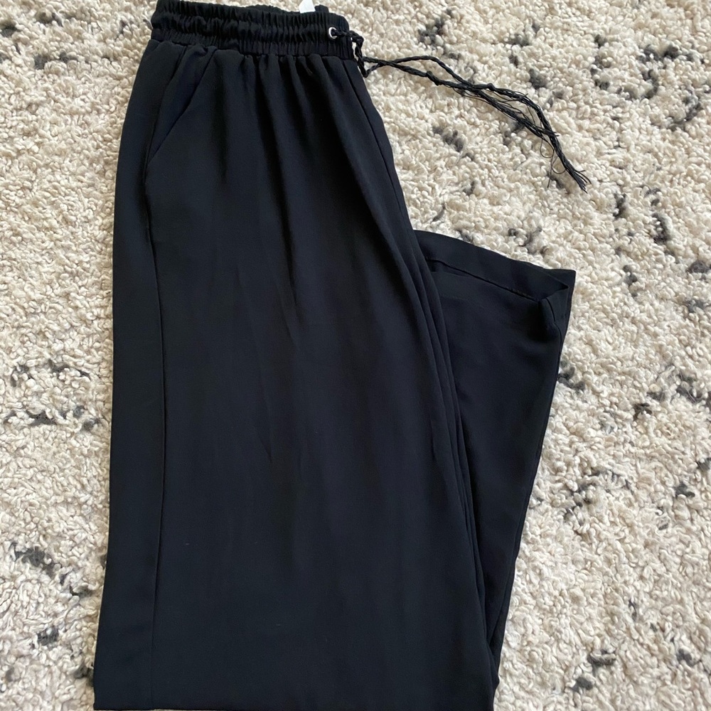 NY Collection black chiffon flowy pants